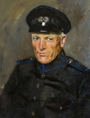 Portret van gemeenteveldwachter Willem Broer (1876-1960)