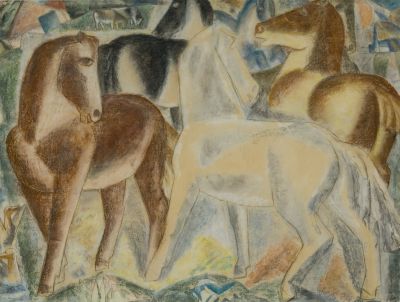 Compositie met paarden, gedateerd 1913